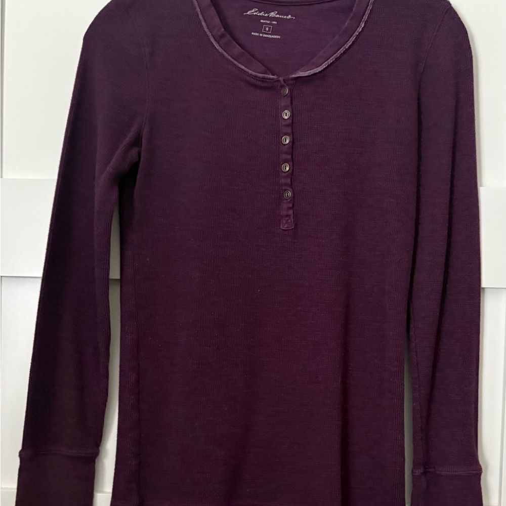 Eddie Bauer Plum Long-Sleeve Henley Thermal